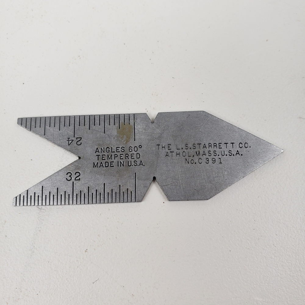Starrett C391 Center Gage Tempered Steel 60 Degree American National Thread USA